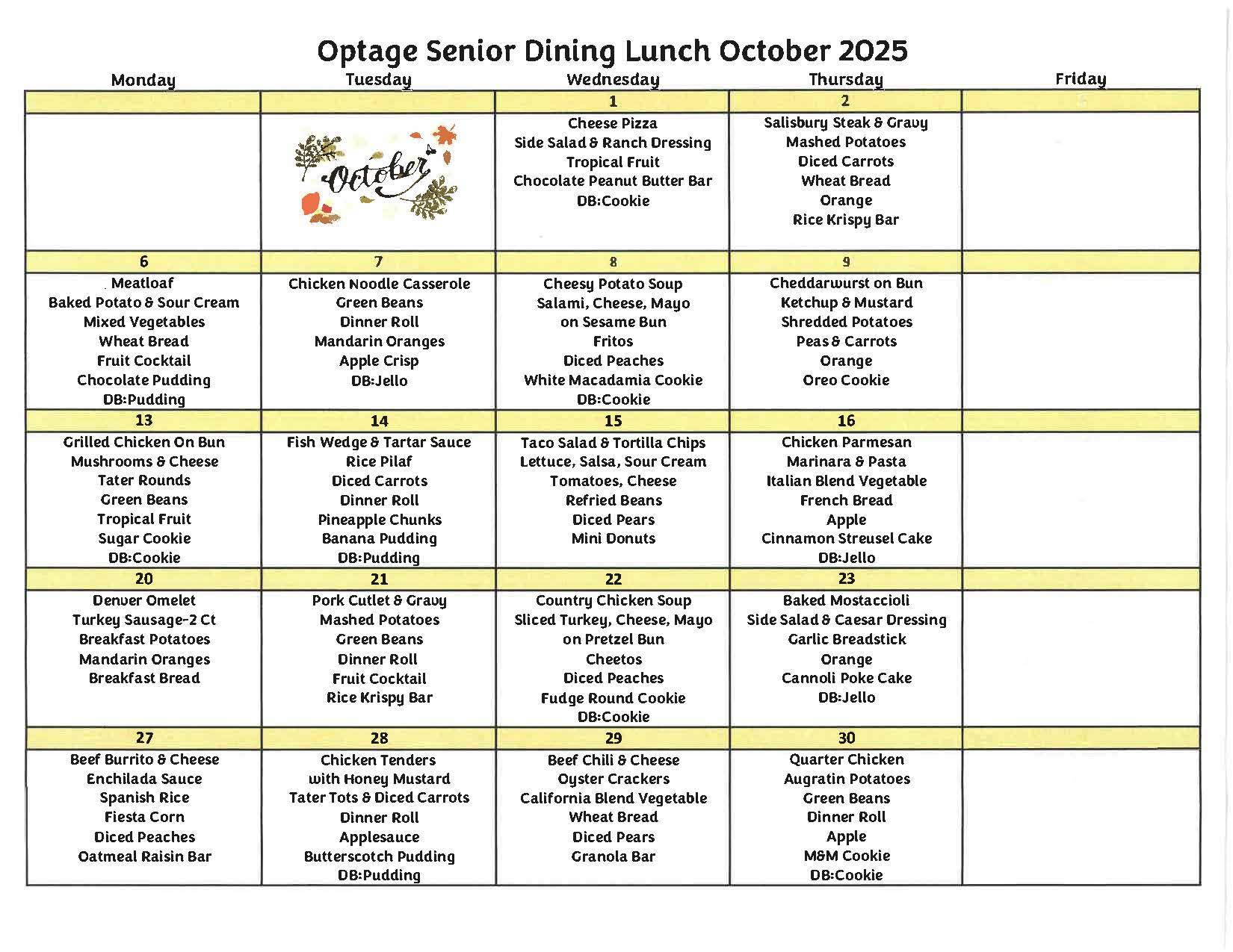 SCC October 2025 Lunches - St. Andrew's Lutheran Church
